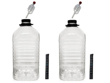 Load image into Gallery viewer, 2 x 5 Litre /1 gallon PET Demijohns with Caps, Grommets, Airlocks Thermometers
