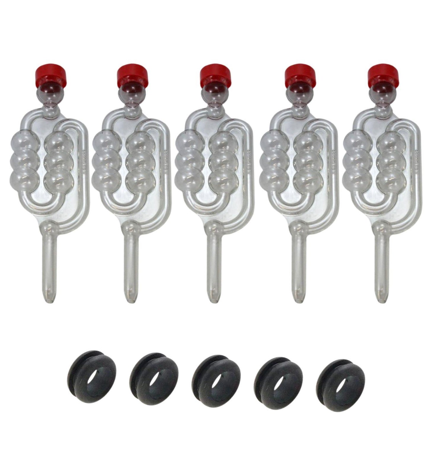 5 x Bubbler Airlocks and Grommets for fermenting drinks and foods