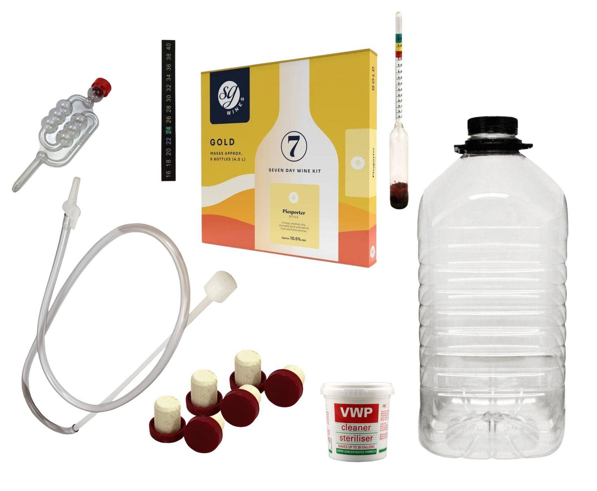 Almost Off Grid 6 bottle Piesporter Gold White Wine Making Kit includi